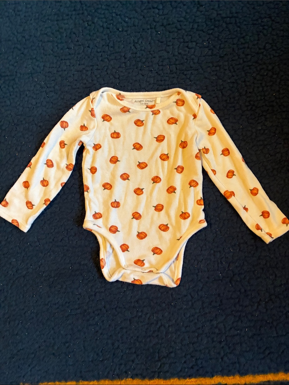 Angel Dear Cream Long-Sleeve Pumpkin Print Bodysuit